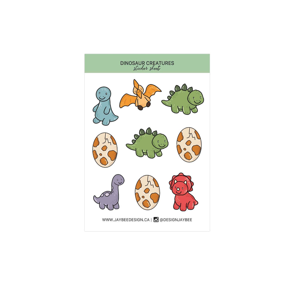 Mini-feuille d'autocollants de dinosaures
