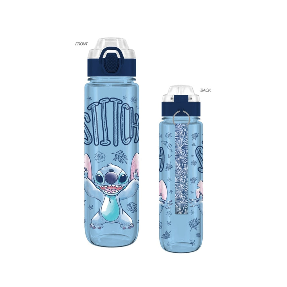 Disney Lilo et Stitch : Stitch bras levés avec fleurs, bouteille d'eau de 33 oz