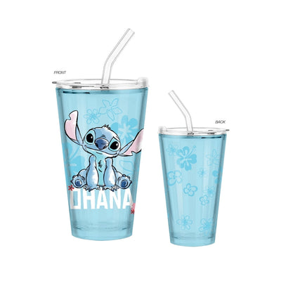 Verre à pinte Disney Lilo & Stitch Ohana assis 16 oz avec couvercle