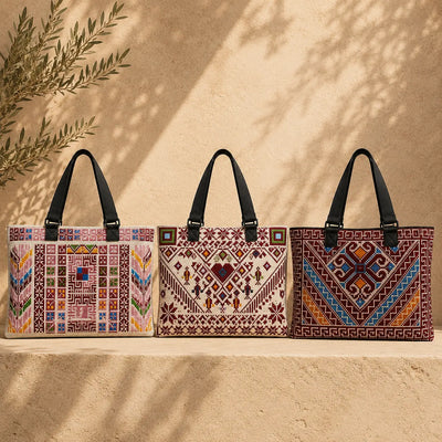 Sac fourre-tout Tatreez – Sac bandoulière avec bretelles en sangle