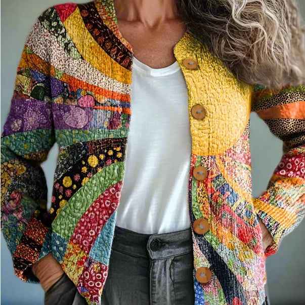 Manteau cardigan en tricot imprimé pour femme avec effet 3D