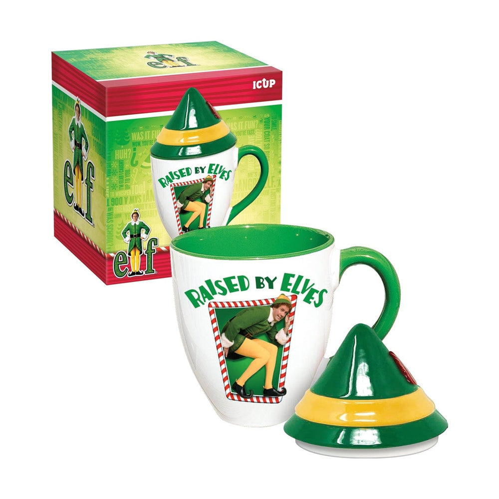Tasse à bistro "Élevé par des elfes" d'Elf avec couvercle (16 oz)