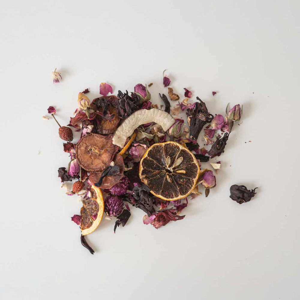 Thé Énergisant – Mélange de Tisane Agrumes et Rose