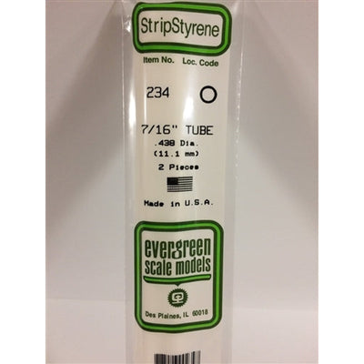 Evergreen Scale Models 234 Tube de styrène .438" (1.11cm) Diamètre Paq de 2 NIB