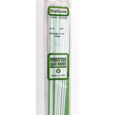 Evergreen Scale Models 8112 Bande de styrène .011 x .135" (0,28 x 3,43 mm) 10 bandes NIB