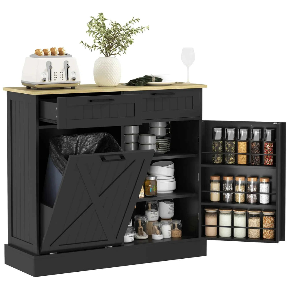 Meuble-poubelle basculant de 10 gallons – Rangement dissimulé pour poubelle avec 2 tiroirs (Livraison aux États-Unis et au Canada seulement)