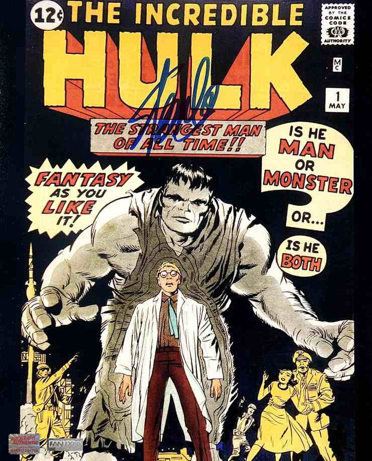 PHOTO DE COUVERTURE DE COMIC HULK #1, 8" X 10", SIGNÉE STAN LEE – OBJET DE COLLECTION MARVEL AUTOGRAPHIÉ AVEC COA