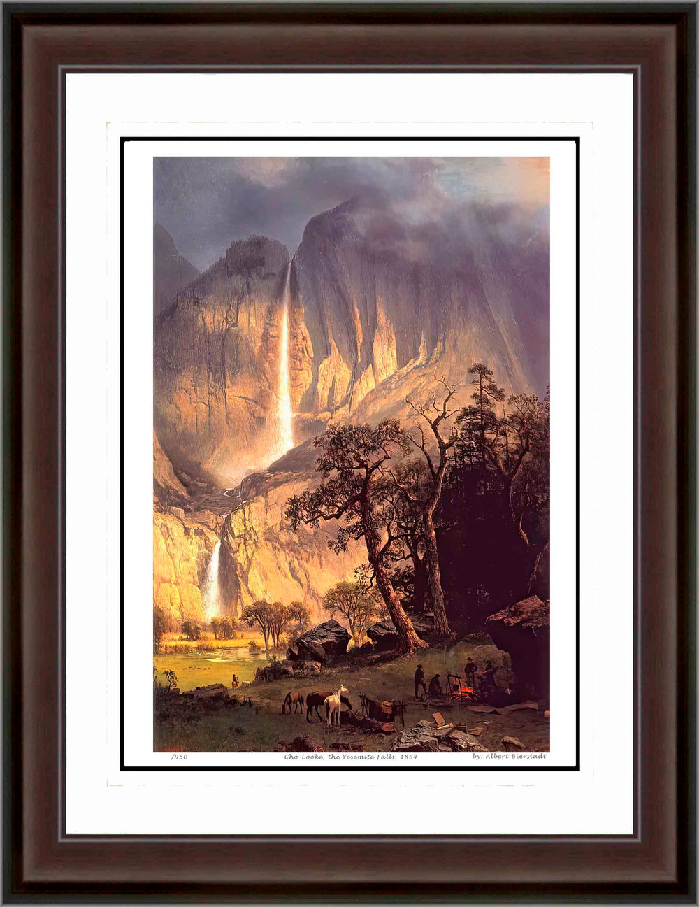 ALBERT BIERSTADT « CHO?LOOKE, LES CHUTES DE YOSEMITE » (1864) – IMPRESSION ENCADRÉE DE L'ÉCOLE D'HUDSON RIVER (30 PO X 24 PO)