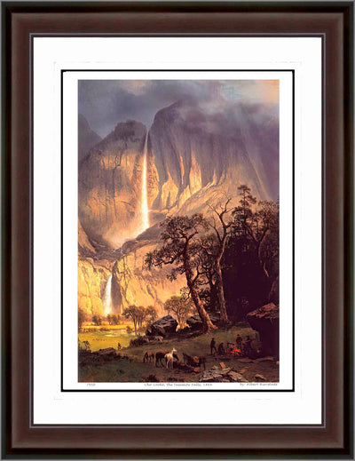 ALBERT BIERSTADT "CHO?LOOKE, THE YOSEMITE FALLS" (1864) – HUDSON RIVER SCHOOL FRAMED PRINT (30" BY 24")