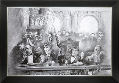 CADRES D'ART CLASSIQUES DE BOSS DE LA MAFIA – BRANDO, DE NIRO, PACINO & GANDOLFINI (33,5" X 23,5")