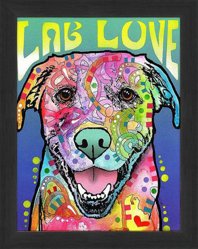ART MURALE SUR TOILE ENCADRÉE LAB LOVE COLORÉE (33.5" X 23.5") – DÉCOR POP ART LABRADOR RETRIEVER