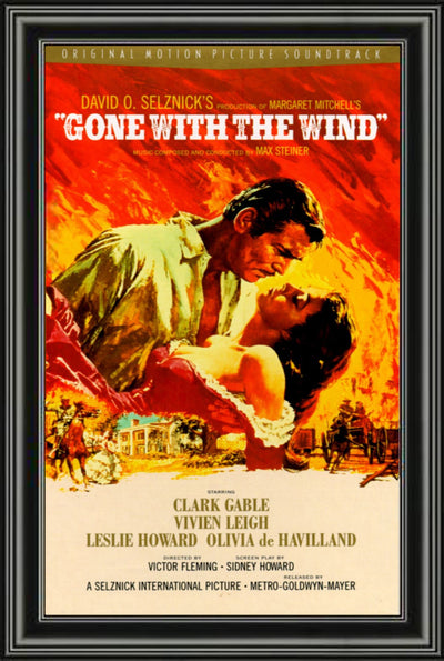 GONE WITH THE WIND VINTAGE FRAMED FILM POSTER (33.5" BY 23.5")