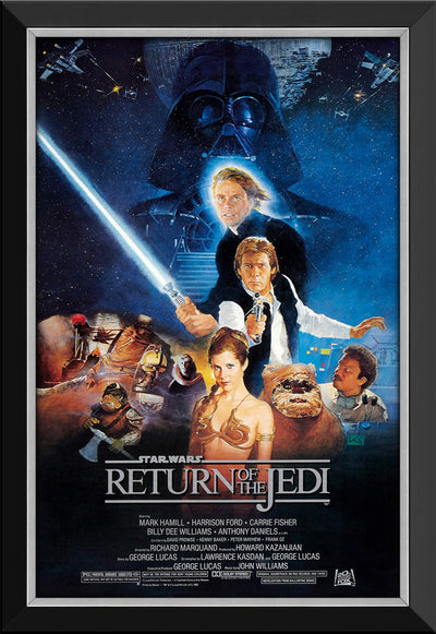 STAR WARS ÉPISODE VI LE RETOUR DU JEDI IMPRIMÉ SUR TOILE ENCADRÉ ART MURAL OBJET DE COLLECTION CINÉMA VINTAGE (33,5" X 23,5")