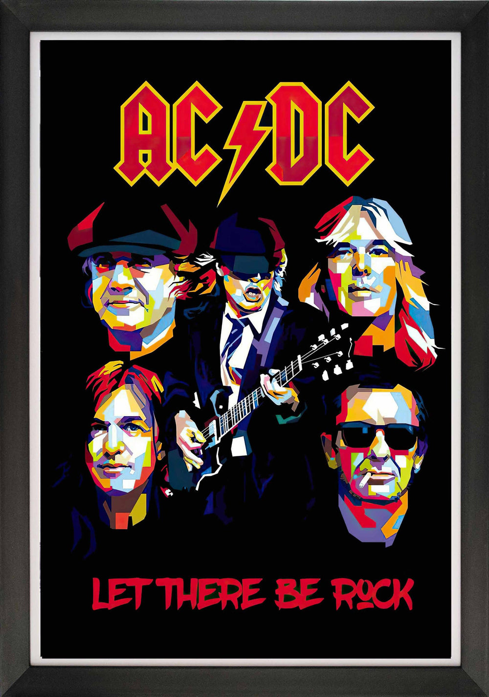 AC/DC LET THERE BE ROCK FRAMED POP ART POSTER (33.5" BY 23.5")