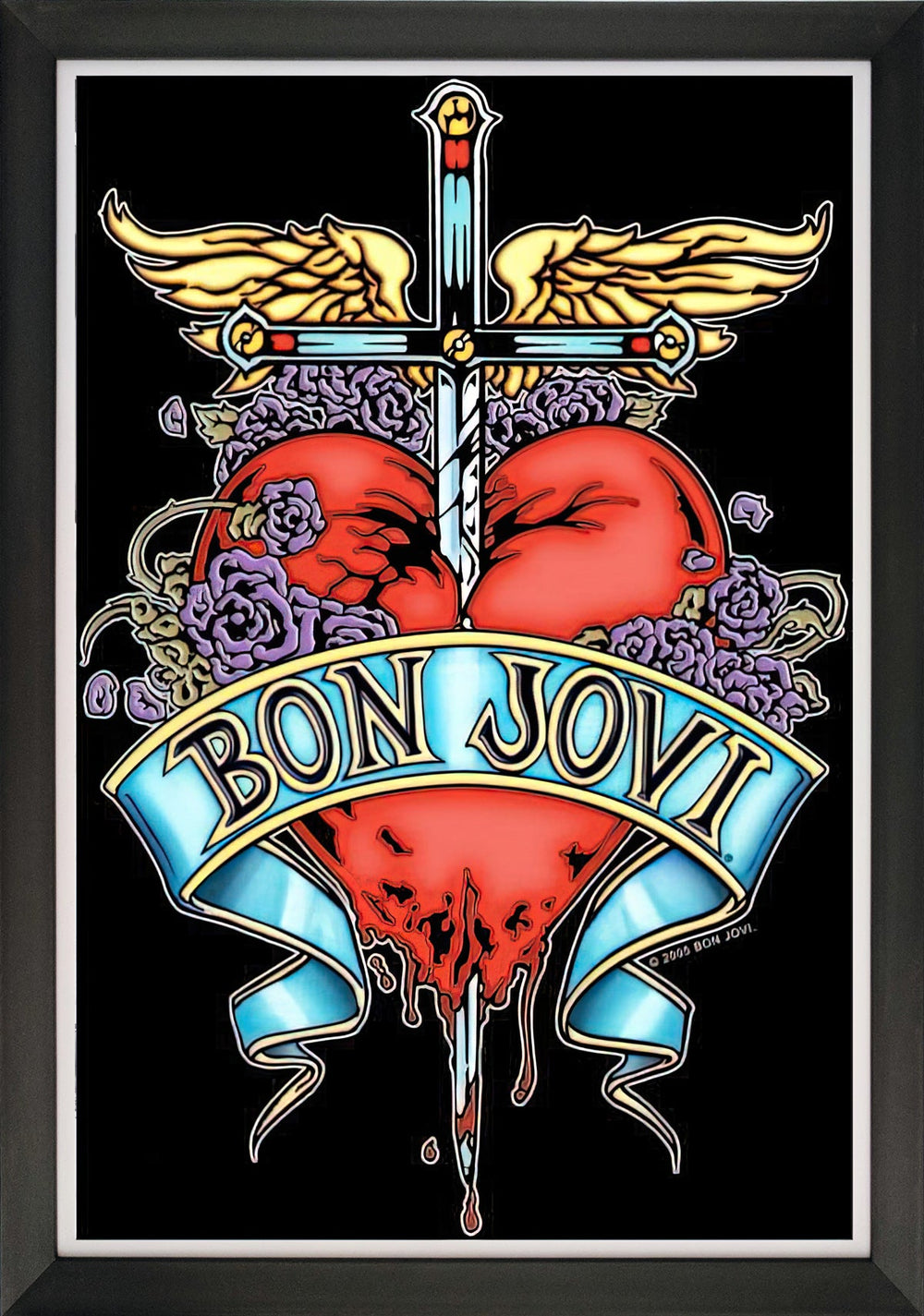 AFFICHE MURALE ENCADRÉE BON JOVI BAD MEDICINE – OBJET DE COLLECTION GROUPE DE ROCK (85,09 CM X 59,69 CM)