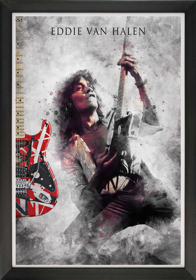EDDIE VAN HALEN GUITAR SOLO FRAMED WALL POSTER – ROCK LEGEND MUSIC COLLECTIBLE (33.5" BY 23.5")