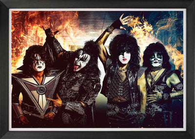 AFFICHE MURALE ENCADRÉE DU GROUPE KISS – DÉCORATION DE COLLECTION LÉGENDE DU ROCK (85 cm X 60 cm)
