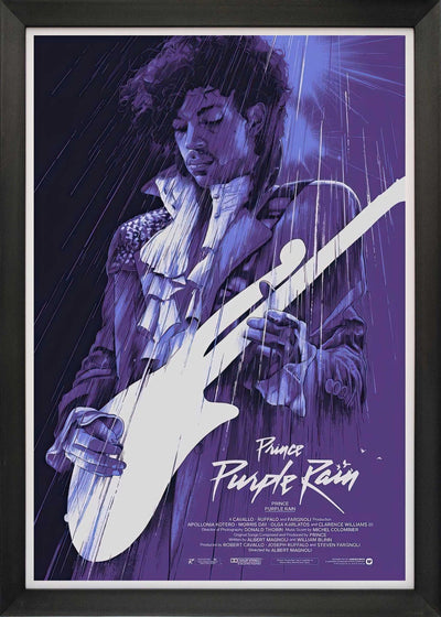 AFFICHE DE MUSIQUE ENCADRÉE PURPLE RAIN DE PRINCE – OBJET DE COLLECTION ICONIQUE DE LÉGENDE DU ROCK (33,5" X 23,5")