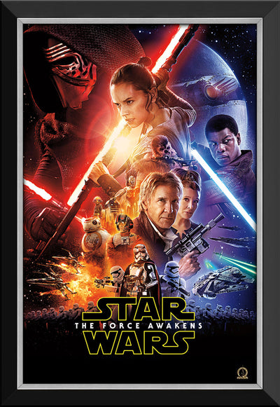 STAR WARS ÉPISODE VII LE RÉVEIL DE LA FORCE AFFICHE OFFICIELLE ENCADRÉE IMPRIMÉE DÉCORATION MURALE OBJET DE COLLECTION (33,5" X 23,5")
