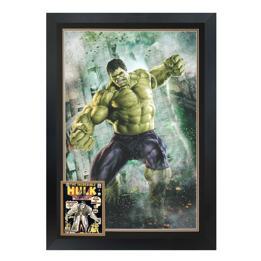 HULK #1 SIGNÉ PAR STAN LEE ENCADRÉ OBJET DE COLLECTION MARVEL – DÉCORATION D'ART DE COUVERTURE DE COMIC VINTAGE (38,5" X 28")
