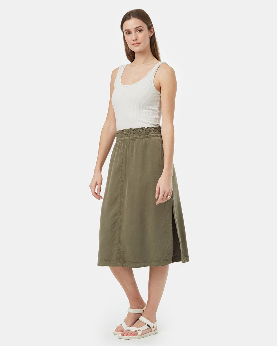 Jupe mi-longue en Tencel