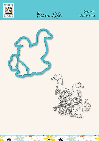 Nellies Choice Lot de matrices et de tampons - La vie à la ferme - Famille de canards