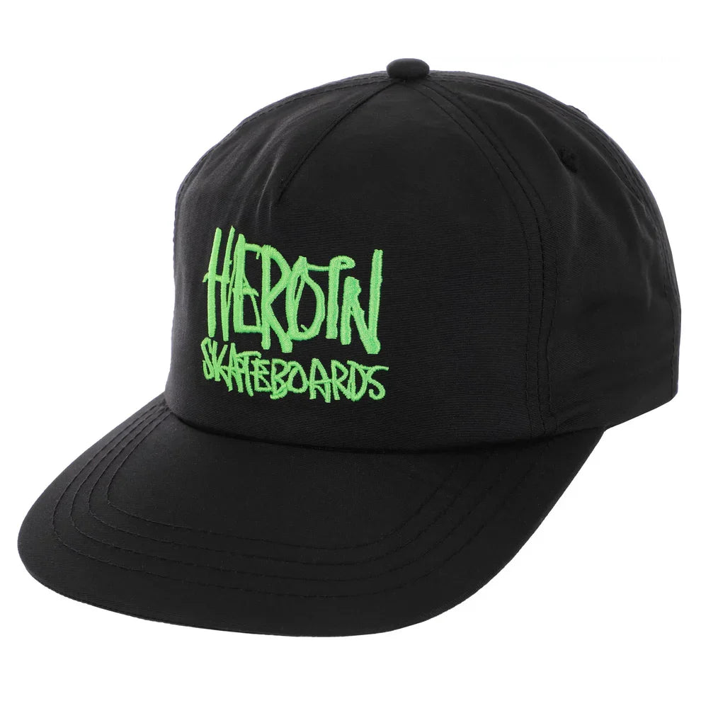 Casquette à pression "Script" en nylon Heroin Skateboards - Noir/Vert