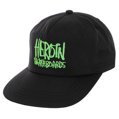 Heroin Skateboards 'Script' Nylon Snapback Cap - Black/Green