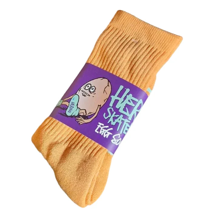 Heroin Skateboards 'Big Egg Neon' Crew Socks - Orange