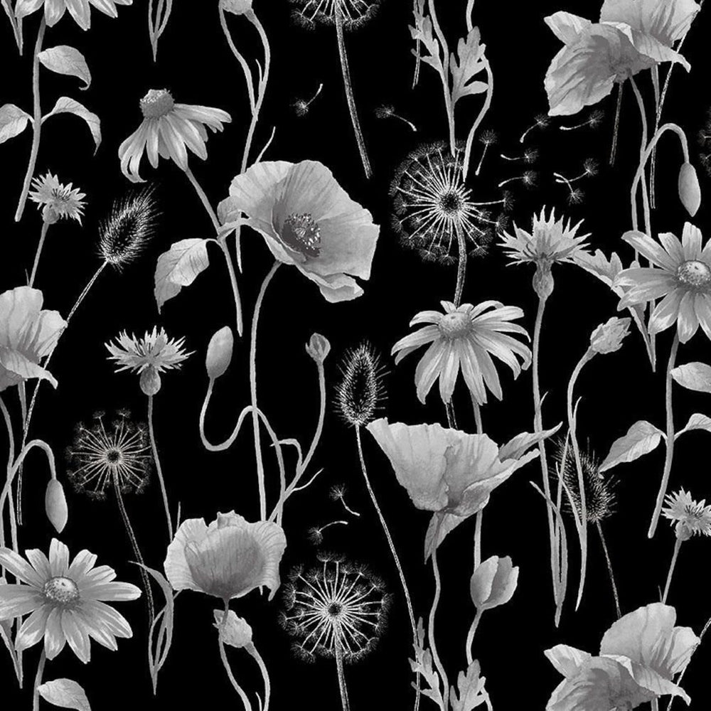 Fleur par Timeless Treasures - Coquelicot Anémone Noir Floral