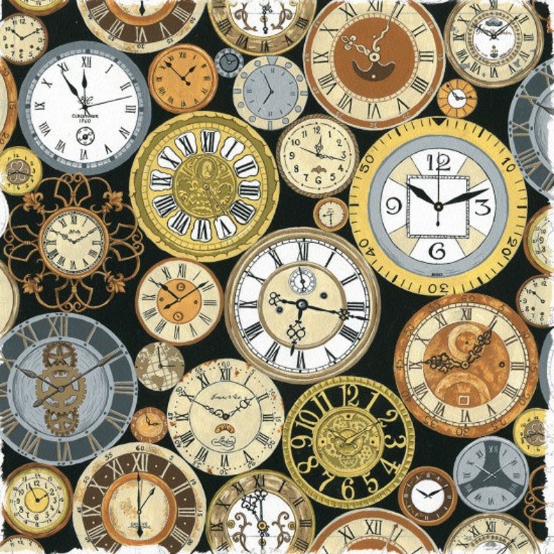 Gordon Fabrics - Victorian Vintage - 4 Clocks — Cottage Quilting Ltd.