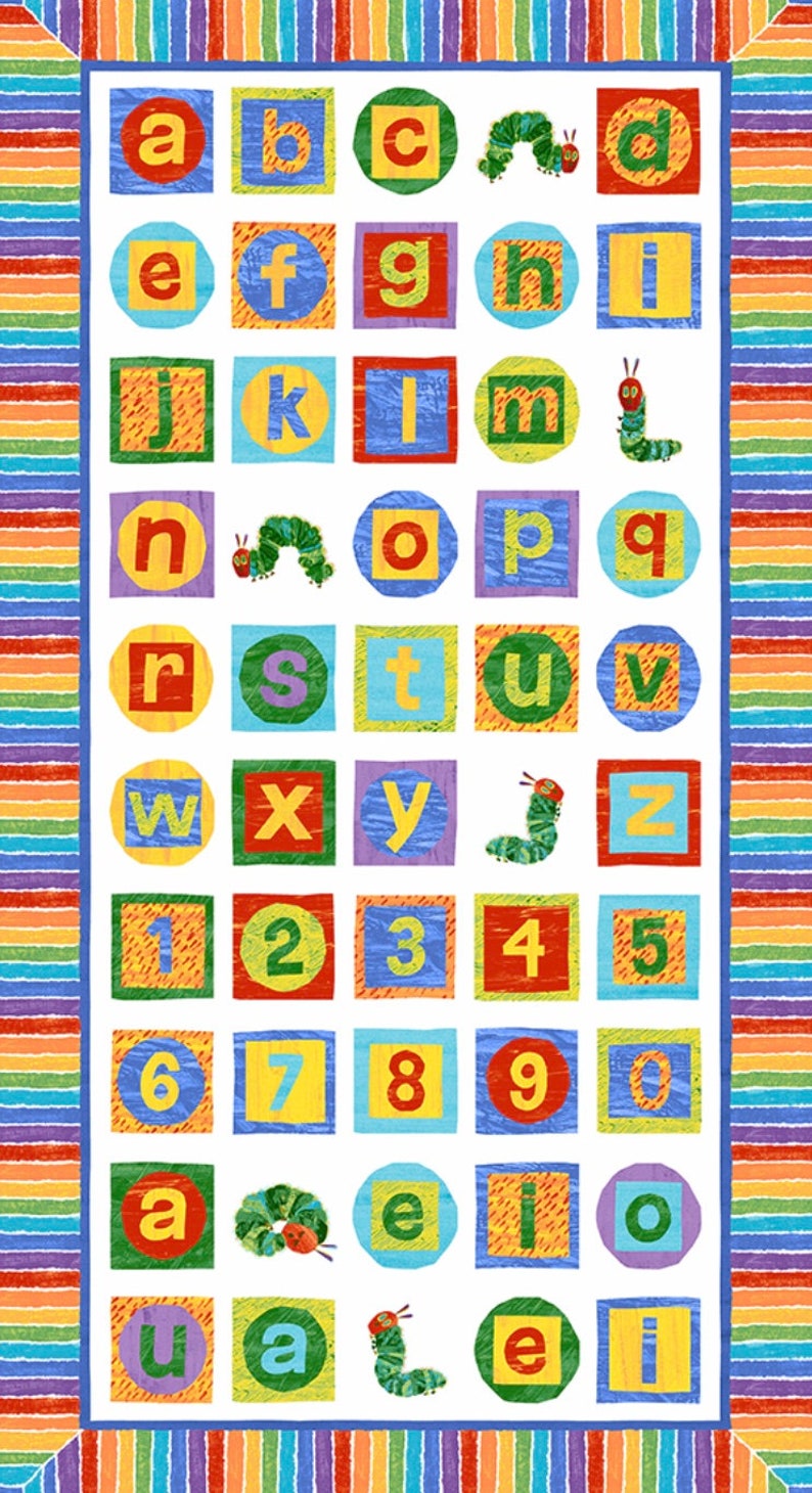 The Very Hungry Caterpillar - ABC's - Alphabet Quilt Panel — Cottage Quilting Ltd.
