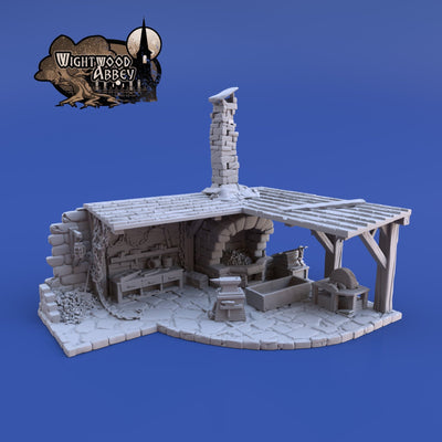 Smithy  - Wightwood Abbey Set | Tabletop Terrain | Dungeons And Dragons | Painted Tabletop | Tabletop Modular Building Kit | Pathfinder
