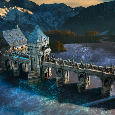 Le Grand Pont Torbridge - Ensemble Miniature - DnD, Jeux de Guerre, Train Miniature | Pont | Énorme | Médiéval | Fantastique | Terrain de Ville, Cité, Village