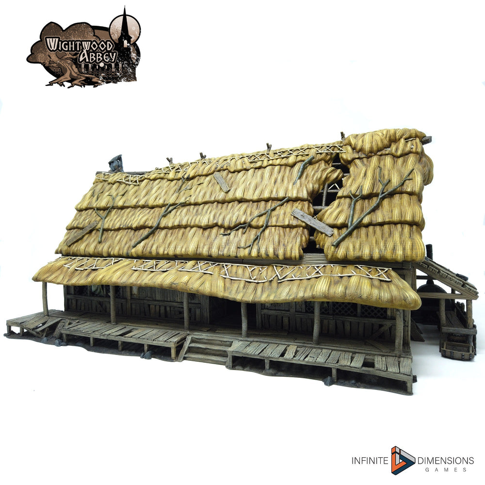 Thatched Longhouse - Whitewood Abbey Set | Diorama | DnD | Wargaming | Building | Village | Town - High Quality 3D Printed, 15mm, 28mm, 32mm