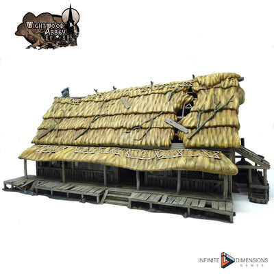 Thatched Longhouse - Whitewood Abbey Set | Diorama | DnD | Wargaming | Building | Village | Town - High Quality 3D Printed, 15mm, 28mm, 32mm