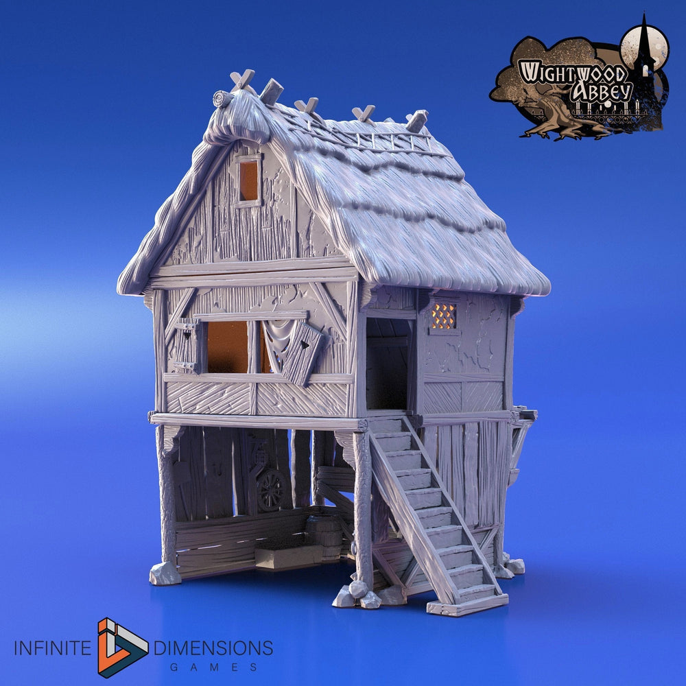 Thatched Storehouse - Whitewood Abbey Set | Diorama | DnD | Wargaming | Building | Village | Town - High Quality 3D Printed, 15mm, 28mm 32mm