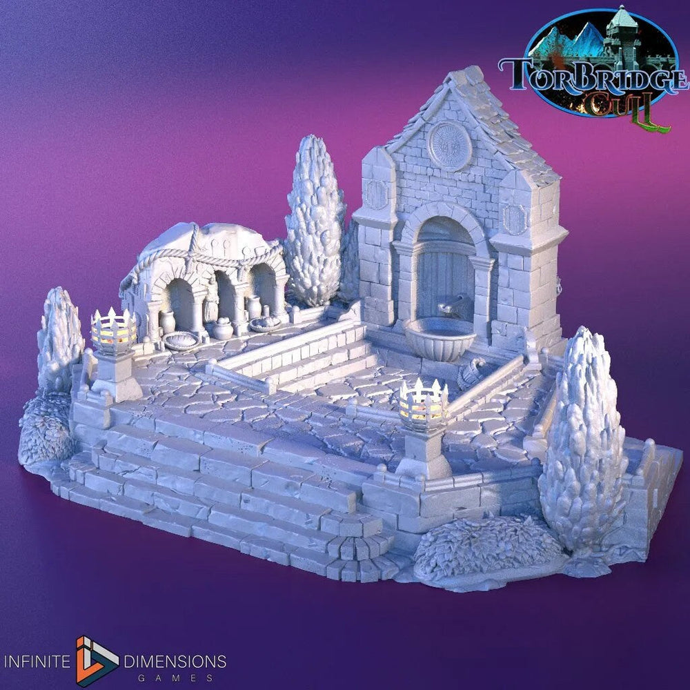 The Pilgrims’ Fountain Miniature Building - DnD, Wargaming, Model Train | Terrain | Town | Village | Plaza | Square | Pathfinder | Market