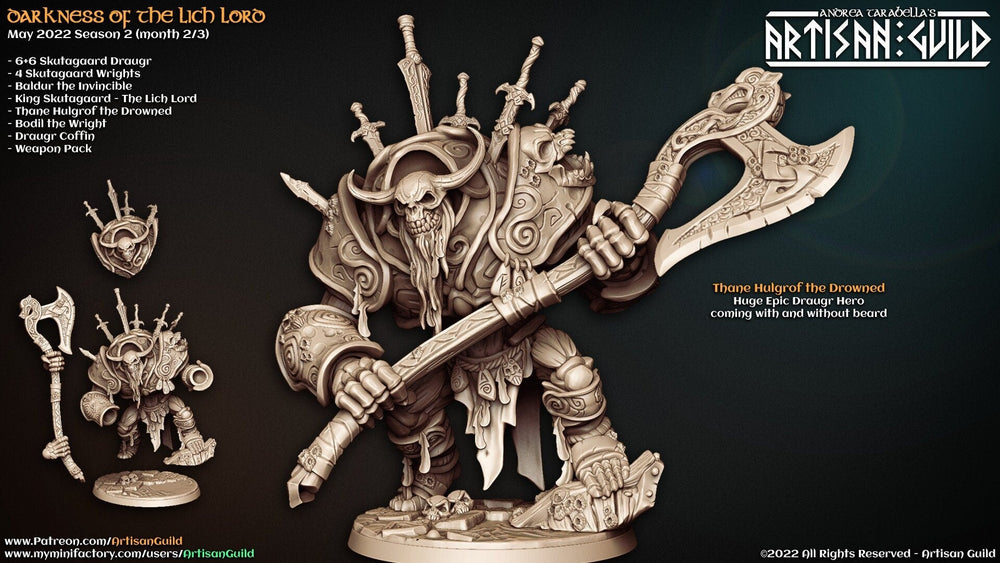 Thane Hulgrof the Drowned - Artisan Guild | DnD | Undead | Monster | Fighter | Skeleton | 32mm | Pathfinder | Frostgrave | TTRPG | Wargaming