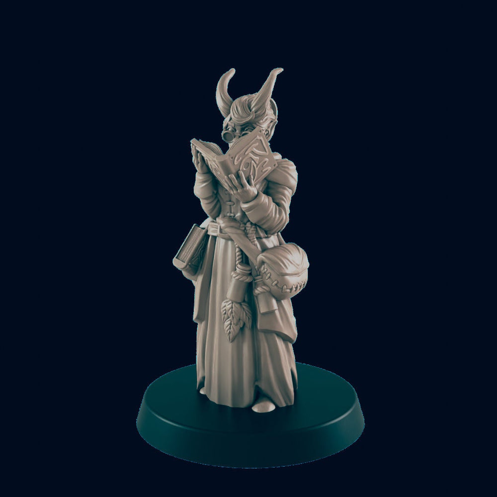 Demonkin Female Scholar - EC3D | DnD | Demonkin | Tiefling | Villager | Commoner | 32mm | Pathfinder | Frostgrave | TTRPG | Wargaming