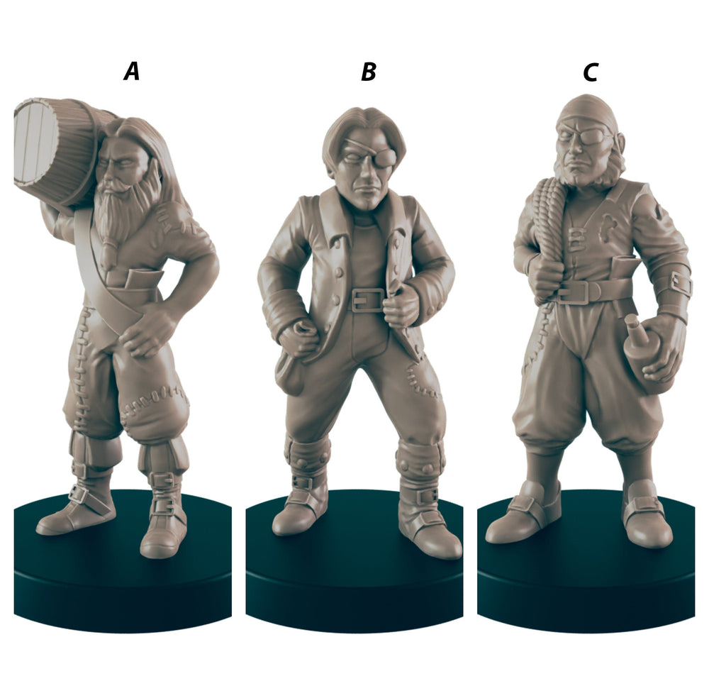 Marins Humains - EC3D | DnD | Miniatures de villageois | aventurier | Capitaine | 32mm | Pathfinder | roturier | TTRPG | Wargaming | Frostgrave