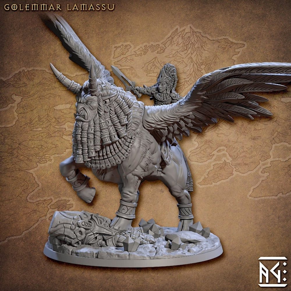 Ishtara on Lamassu - Artisan Guild | D&D | Female Gnome | NPC | Fighter | 32mm | Pathfinder | Frostgrave | TTRPG | Wargaming