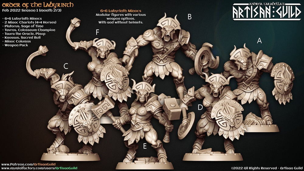 Labyrinth Minocs - Artisan Guild | Minotaur | Barbarian | Male | Female | Fantasy | Fighter | Bull | Frostgrave | DnD | Pathfinder