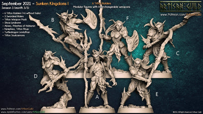 Triton Raiders - Guilde d'Artisans, Triton | Guerrier | Homme | Femme | Rôdeur | Fantaisie | Mêlée | Océan | Mer | Lance | DnD | Pathfinder | Épée