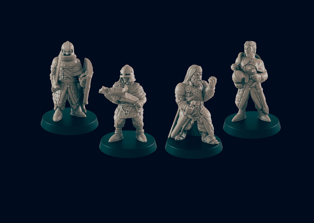 4 Town Guard Mini Pack - EC3D | DnD | Soldier | Villager | Human | Male | Female | 32mm | Pathfinder | commoner | TTRPG | Wargaming