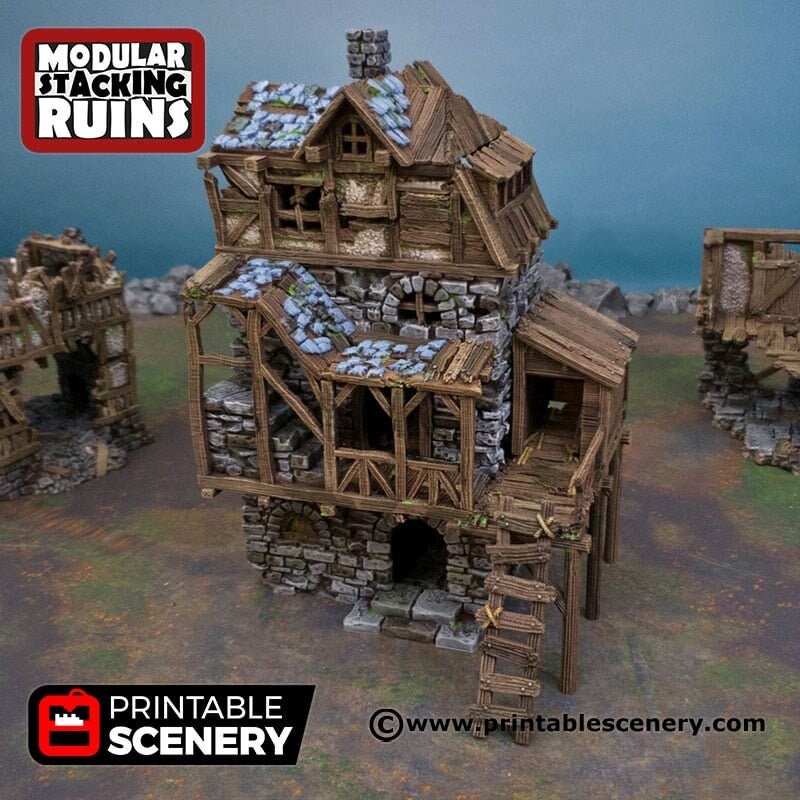 Ruined Gatehouse East Wing - Shadowfey Ruins, DnD, Pathfinder 15mm, 28mm, 32mm, wargaming scenery tabletop terrain, building
