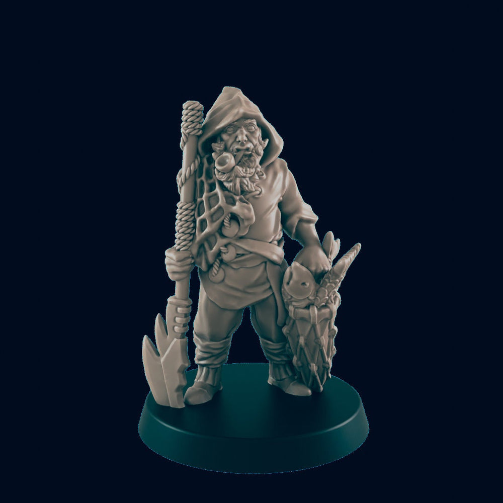 Half-Orc Male Fisherman - EC3D | DnD | Male | Orc | Villager | Peasant | 32mm | Pathfinder | commoner | TTRPG | Wargaming | Fish