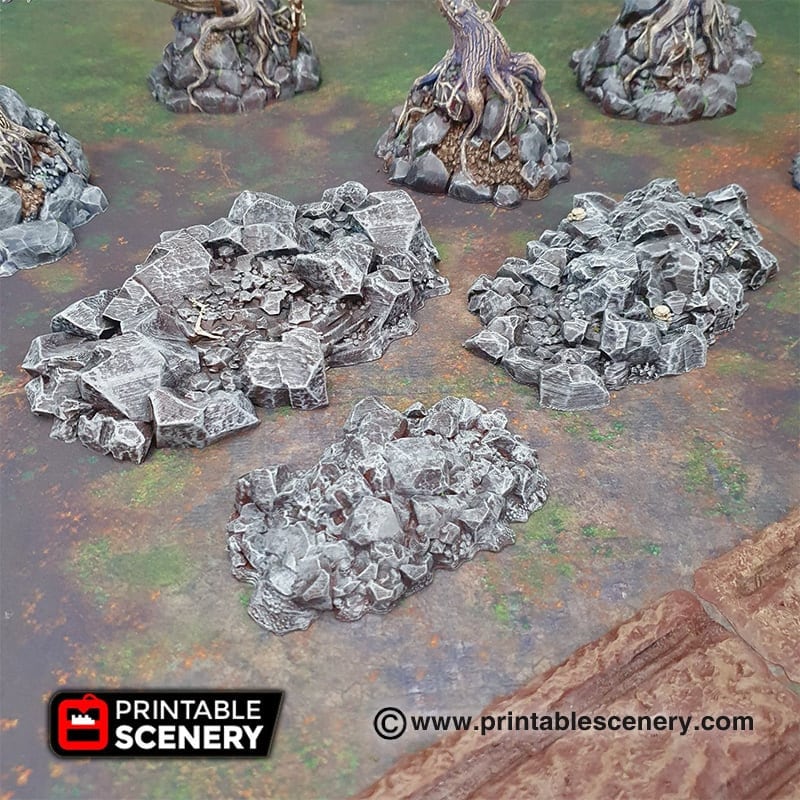 Jagged Rocks Scatter - Shadowfey Wilds, DnD 5E, Pathfinder 2E 15mm, 28mm, 32mm, wargaming terrain, scatter scenery, D&D