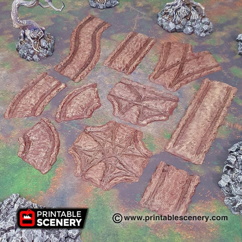 Forest Cart Tracks 12pc - Shadowfey Wilds, DnD 5E, Pathfinder 2E 15mm, 28mm, 32mm, wargaming terrain, scatter scenery, D&D