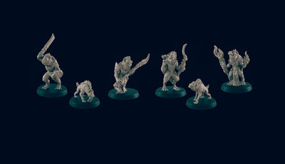 Gnoll Hunting Pack Mini Set - EC3D, DnD Monster | Archer, Melee 32mm | Pathfinder | Fantasy | Shaman | Wargaming | Frostgrave | Hyena | Set